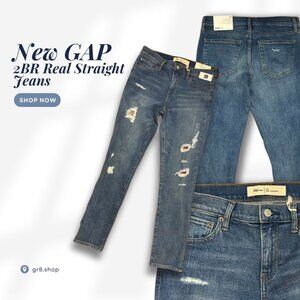 NEW GAP Women’s 1969 Real Straight Jeans Size 26R Blue Denim